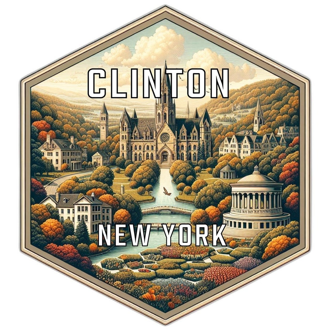 Clinton York Souvenir Travel Destination Die Cut Hexagon Fridge Magnet Image 1