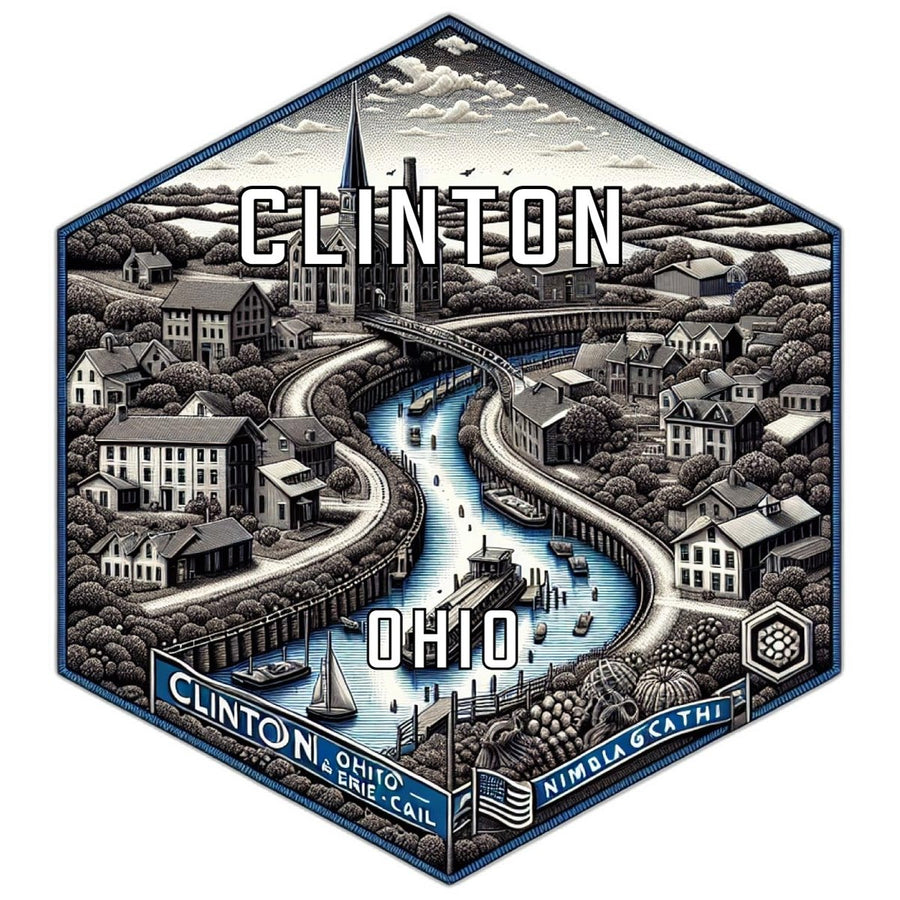 Clinton Ohio Souvenir Travel Destination Die Cut Hexagon Fridge Magnet Image 1