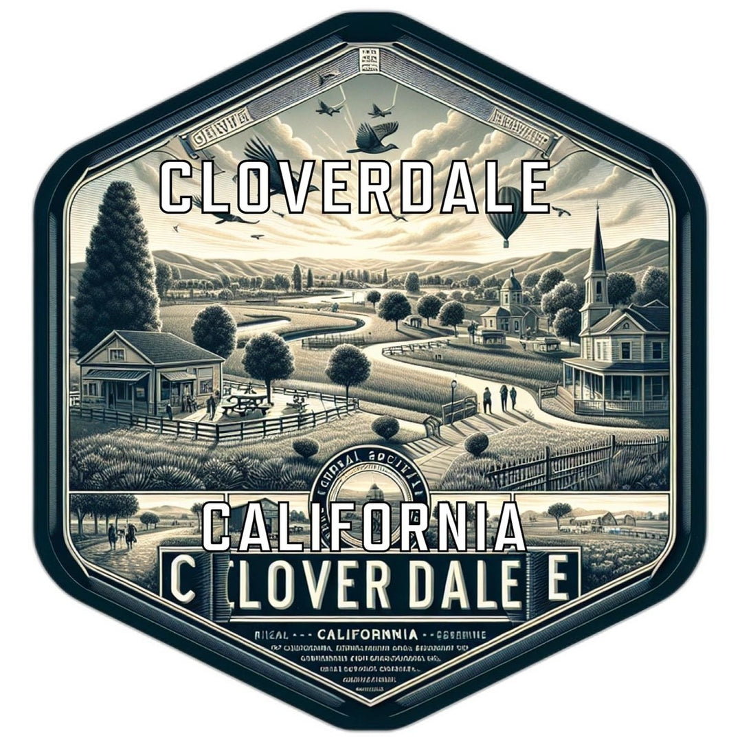 Cloverdale California Souvenir Travel Destination Die Cut Hexagon Fridge Magnet Image 1