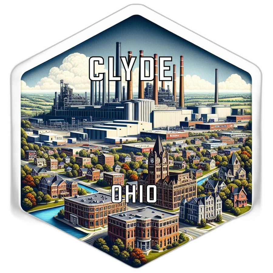 Clyde Ohio Souvenir Travel Destination Die Cut Hexagon Fridge Magnet Image 1