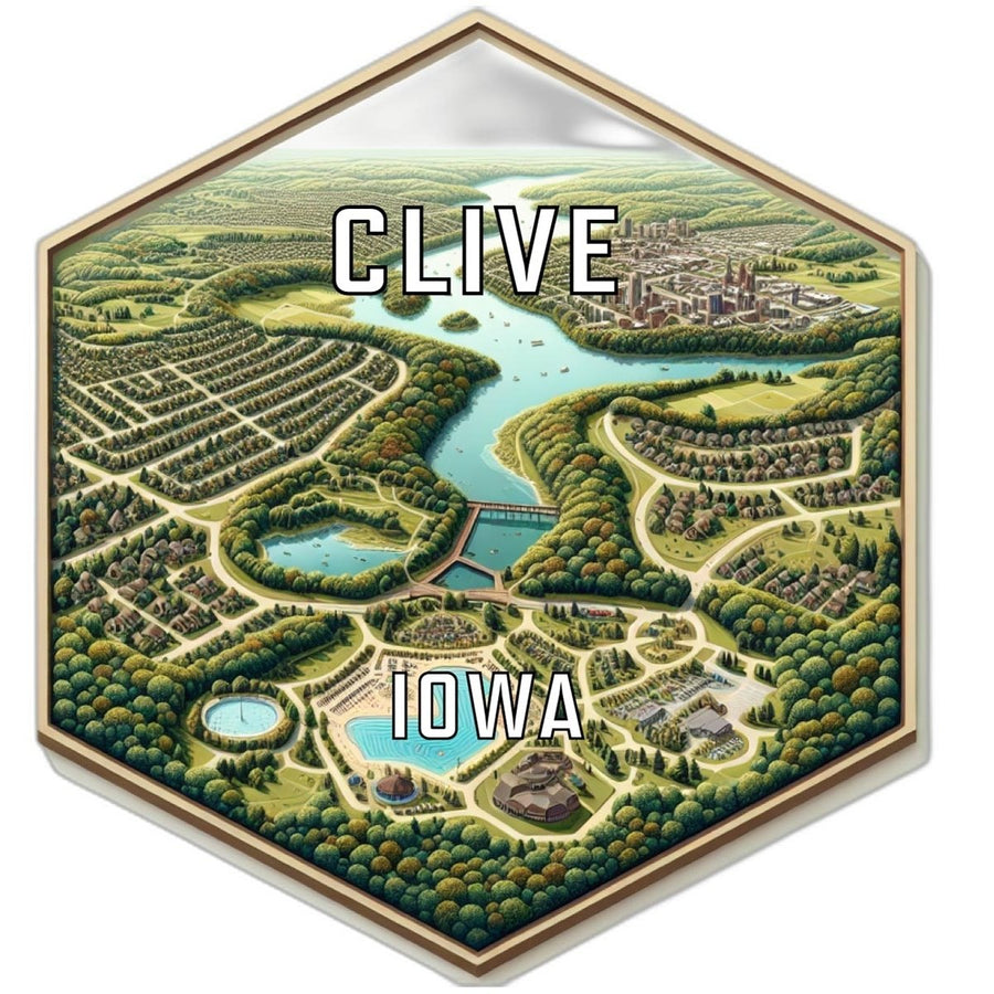 Clive Iowa Souvenir Travel Destination Die Cut Hexagon Fridge Magnet Image 1