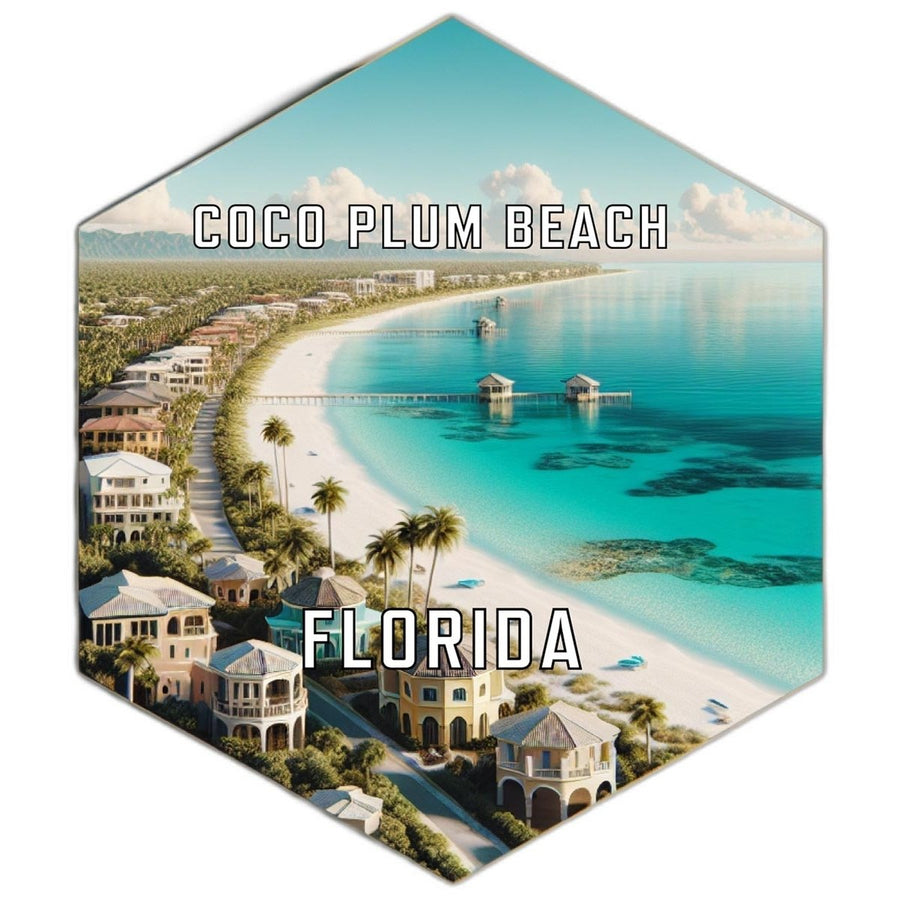 Coco Plum Beach Florida Souvenir Travel Destination Die Cut Hexagon Fridge Magnet Image 1