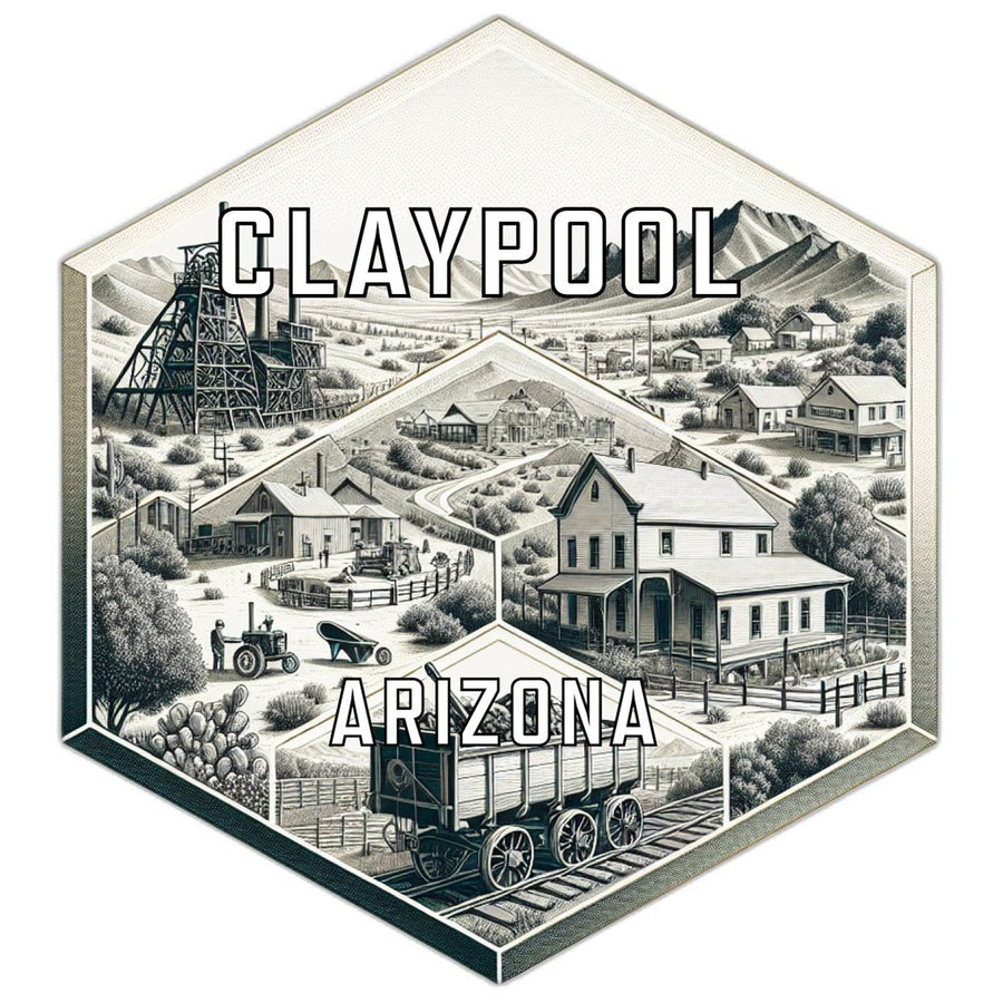 Claypool Arizona Souvenir Travel Destination Die Cut Hexagon Fridge Magnet Image 1