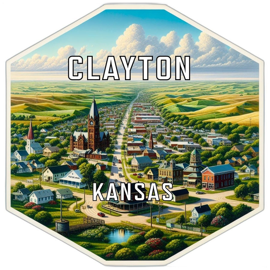 Clayton Kansas Souvenir Travel Destination Die Cut Hexagon Fridge Magnet Image 1