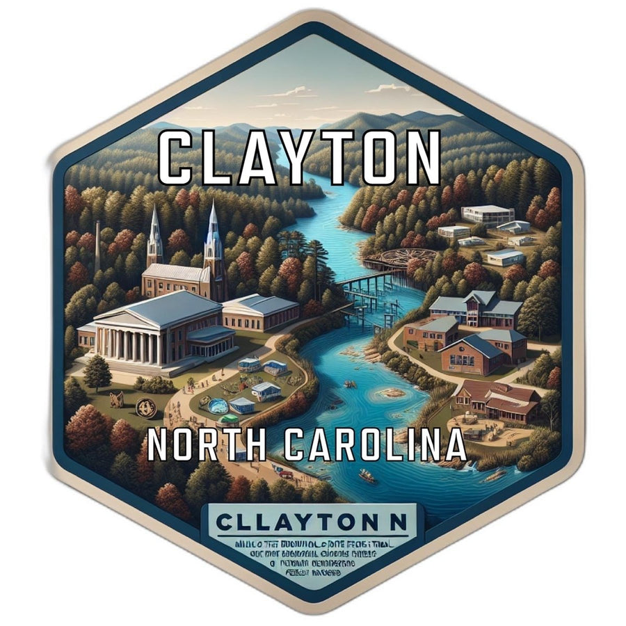 Clayton North Carolina Souvenir Travel Destination Die Cut Hexagon Fridge Magnet Image 1