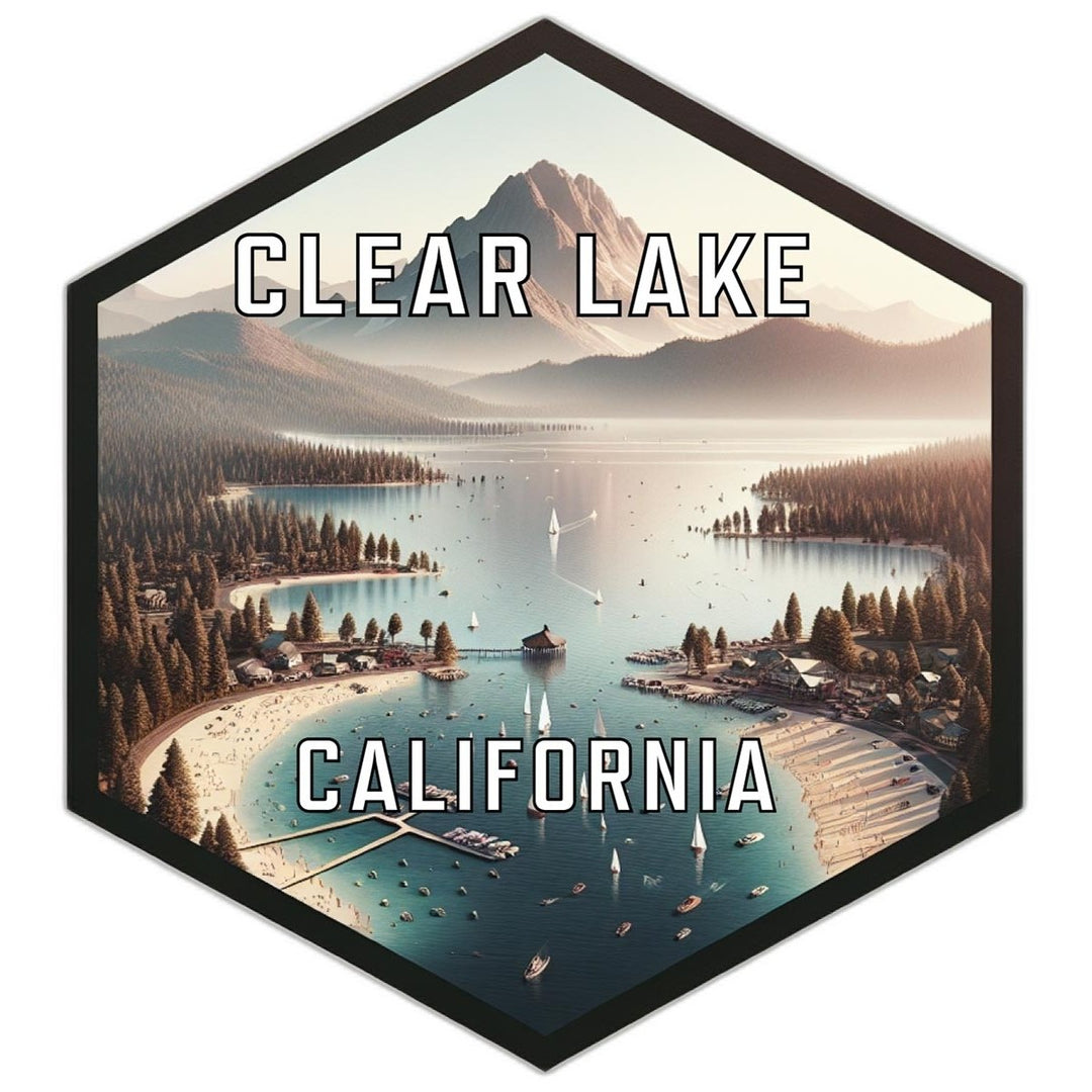 Clear Lake California Souvenir Travel Destination Die Cut Hexagon Fridge Magnet Image 1