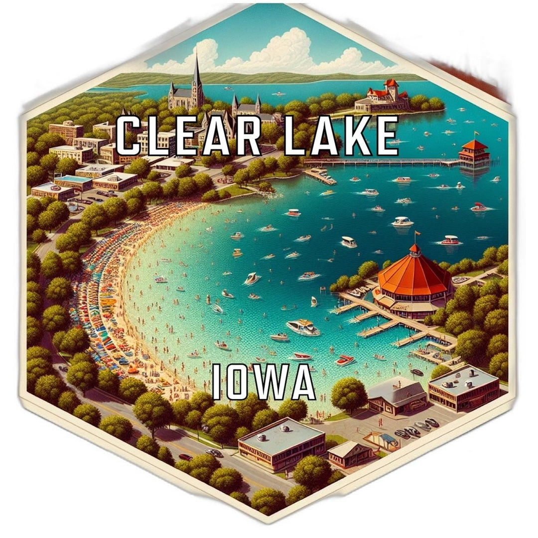 Clear Lake Iowa Souvenir Travel Destination Die Cut Hexagon Fridge Magnet Image 1