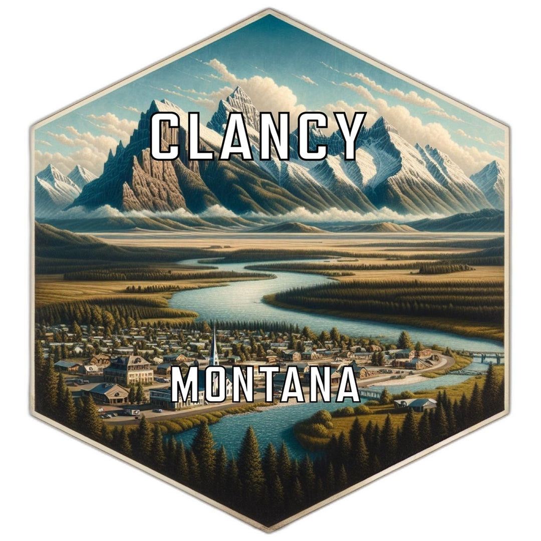 Clancy Montana Souvenir Travel Destination Die Cut Hexagon Fridge Magnet Image 1