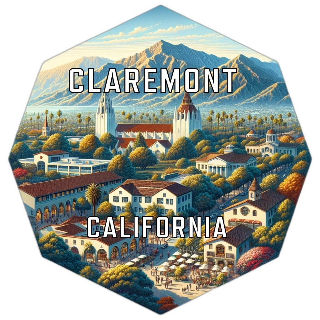 Claremont California Souvenir Travel Destination Die Cut Hexagon Fridge Magnet Image 1