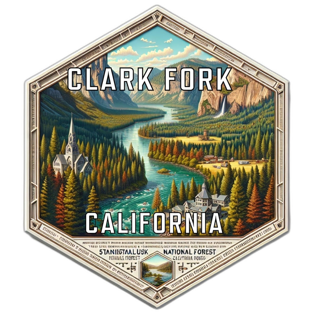 Clark Fork California Souvenir Travel Destination Die Cut Hexagon Fridge Magnet Image 1