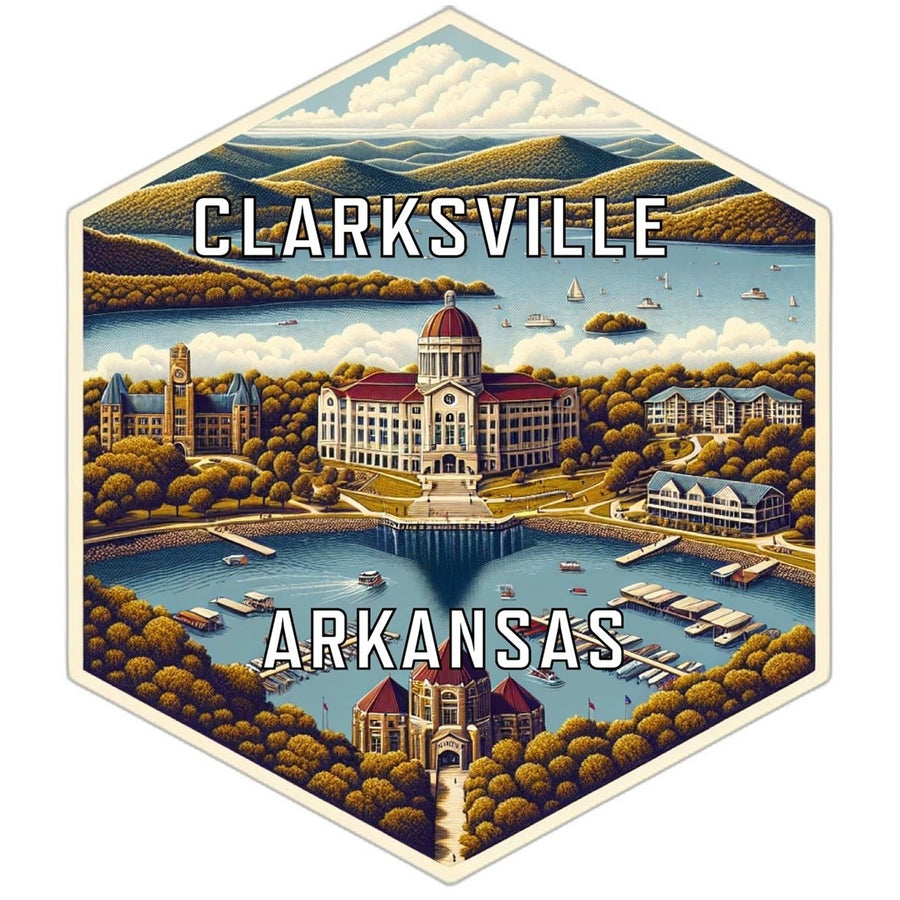 Clarksville Arkansas Souvenir Travel Destination Die Cut Hexagon Fridge Magnet Image 1