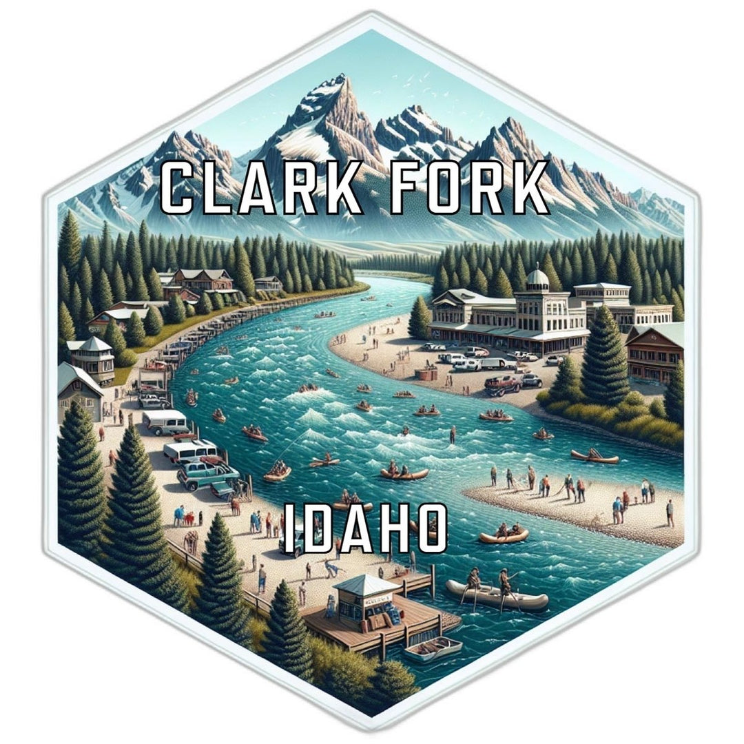 Clark Fork Idaho Souvenir Travel Destination Die Cut Hexagon Fridge Magnet Image 1