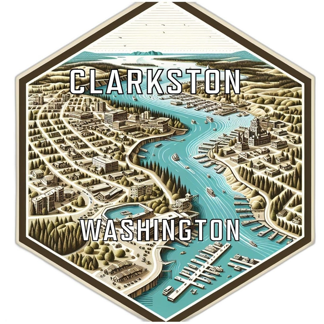 Clarkston Washington Souvenir Travel Destination Die Cut Hexagon Fridge Magnet Image 1