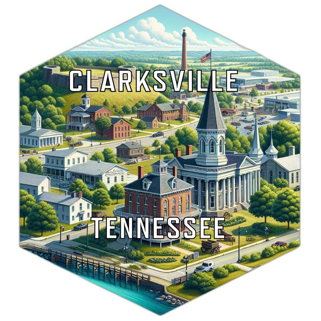 Clarksville Tennessee Souvenir Travel Destination Die Cut Hexagon Fridge Magnet Image 1