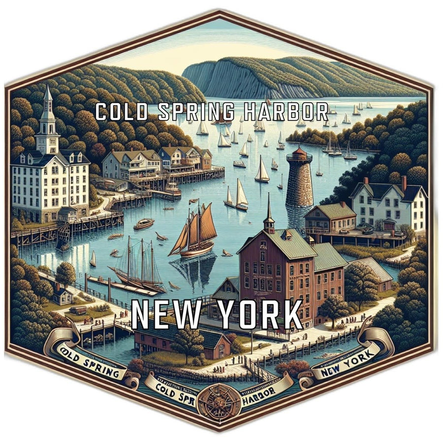 Cold Spring Harbor York Souvenir Travel Destination Die Cut Hexagon Fridge Magnet Image 1