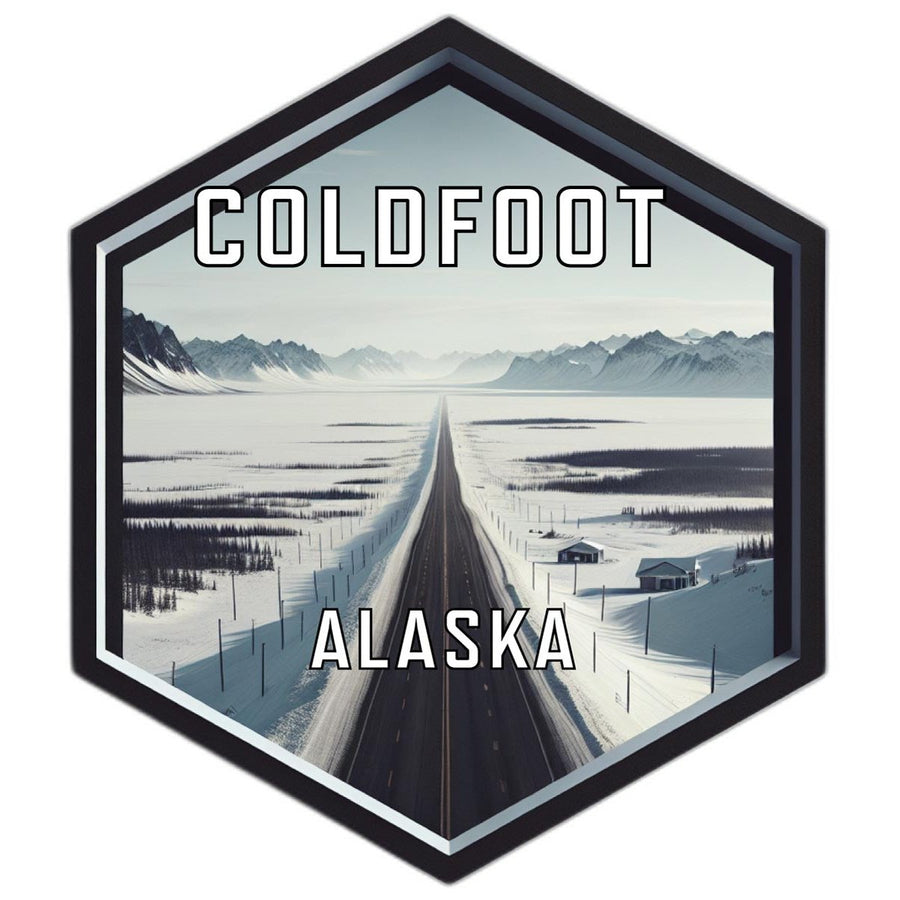 Coldfoot Alaska Souvenir Travel Destination Die Cut Hexagon Fridge Magnet Image 1