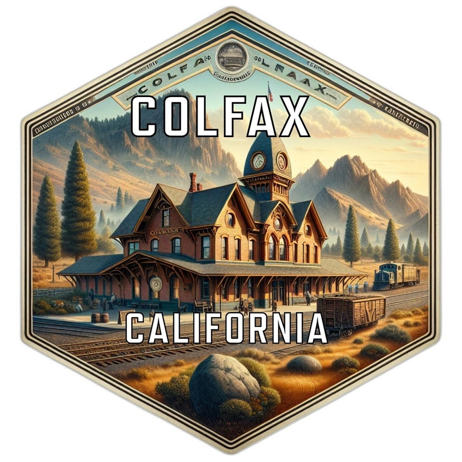 Colfax California Souvenir Travel Destination Die Cut Hexagon Fridge Magnet Image 1