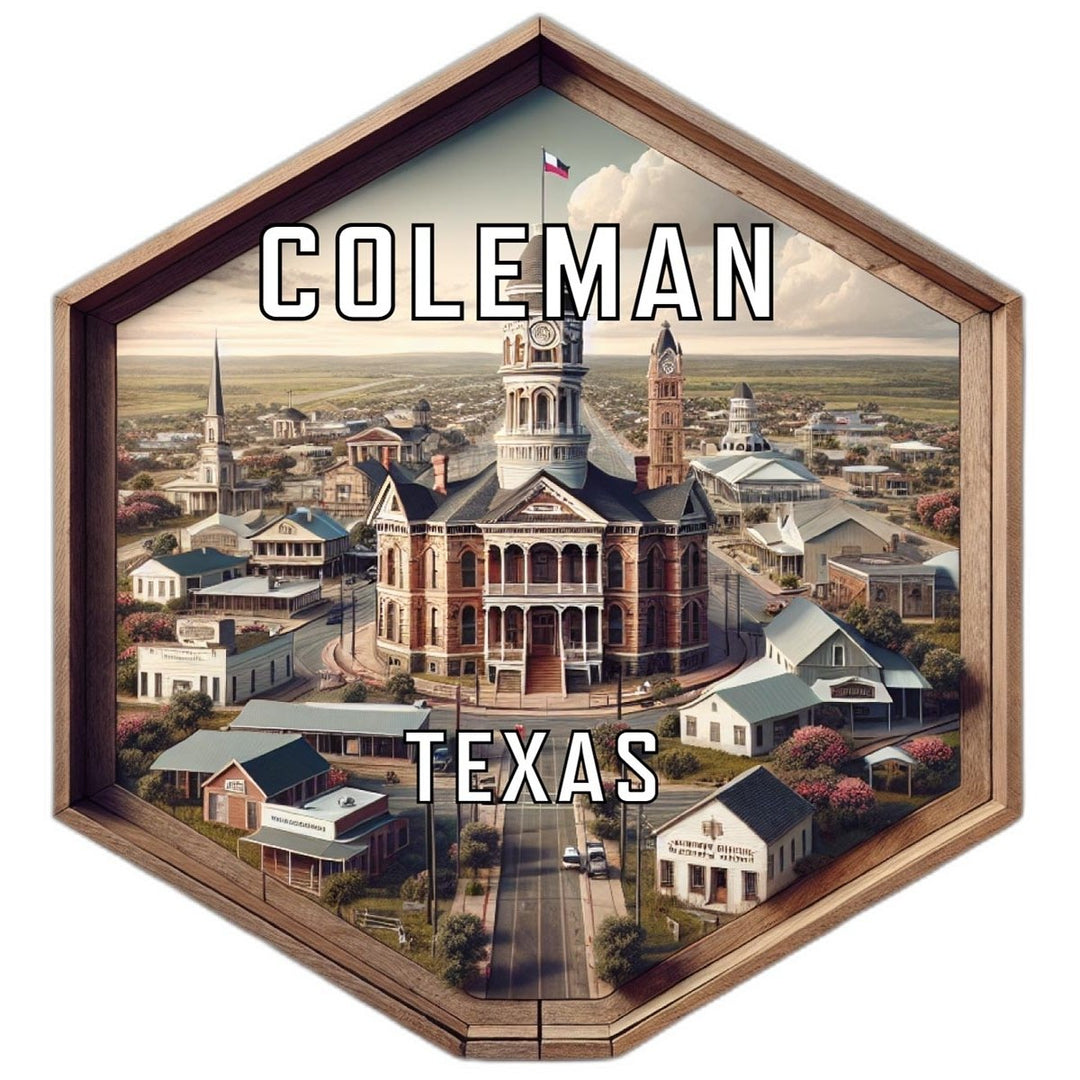 Coleman Texas Souvenir Travel Destination Die Cut Hexagon Fridge Magnet Image 1