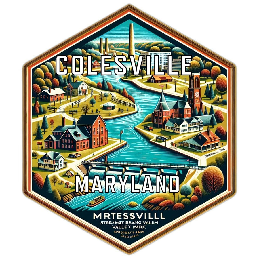 Colesville Maryland Souvenir Travel Destination Die Cut Hexagon Fridge Magnet Image 1