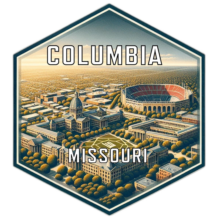 Columbia Missouri Souvenir Travel Destination Die Cut Hexagon Fridge Magnet Image 1