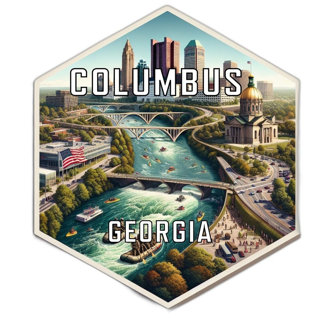 Columbus Georgia Souvenir Travel Destination Die Cut Hexagon Fridge Magnet Image 1