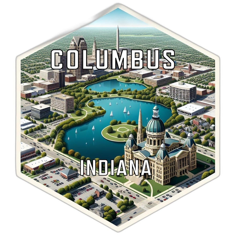 Columbus Indiana Souvenir Travel Destination Die Cut Hexagon Fridge Magnet Image 1