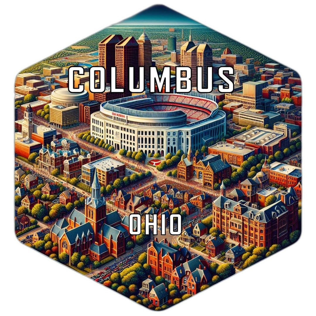 Columbus Ohio Souvenir Travel Destination Die Cut Hexagon Fridge Magnet Image 1