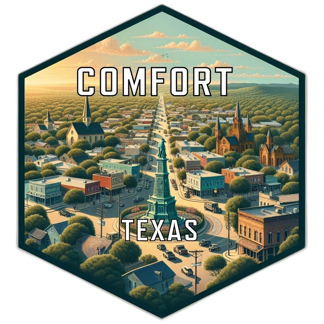 Comfort Texas Souvenir Travel Destination Die Cut Hexagon Fridge Magnet Image 1