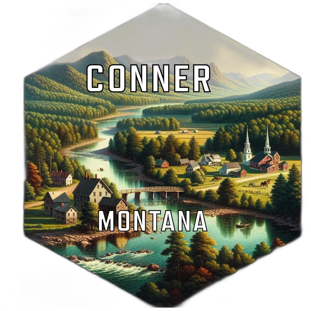 Conner Montana Souvenir Travel Destination Die Cut Hexagon Fridge Magnet Image 1