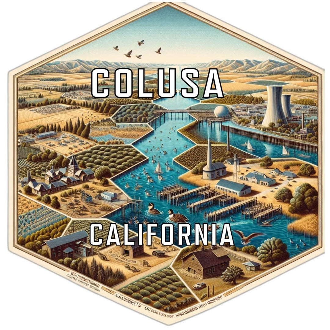 Colusa California Souvenir Travel Destination Die Cut Hexagon Fridge Magnet Image 1