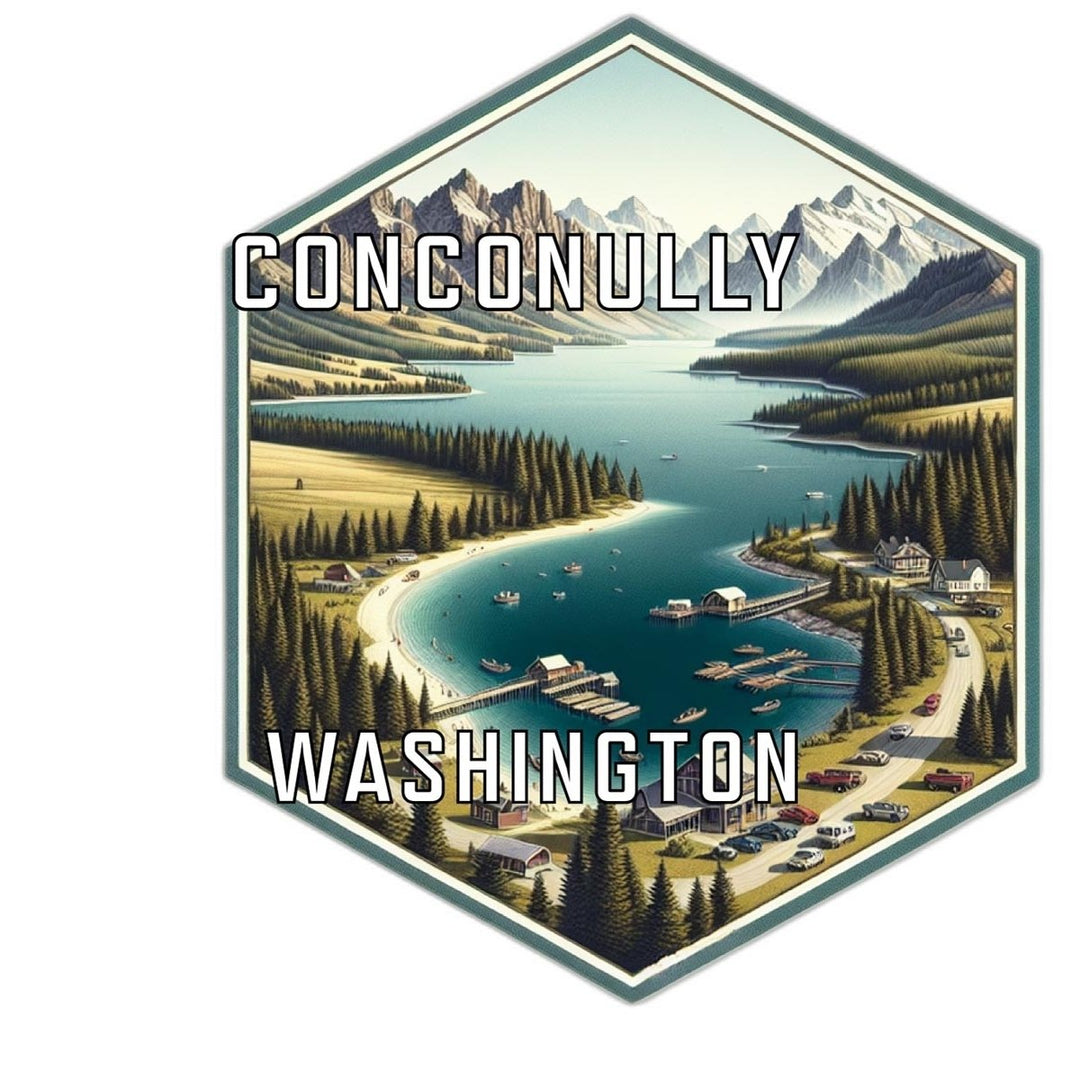 Conconully Washington Souvenir Travel Destination Die Cut Hexagon Fridge Magnet Image 1