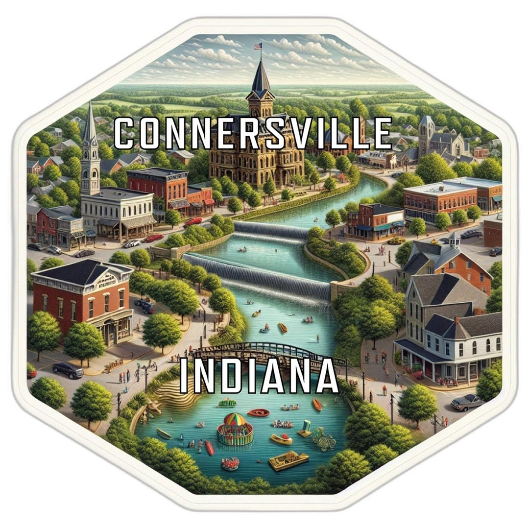 Connersville Indiana Souvenir Travel Destination Die Cut Hexagon Fridge Magnet Image 1