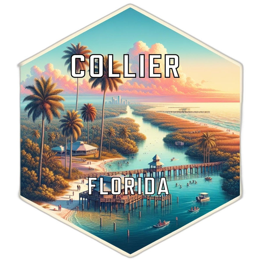 Collier Florida Souvenir Travel Destination Die Cut Hexagon Fridge Magnet Image 1