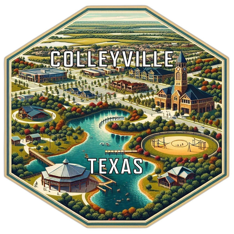 Colleyville Texas Souvenir Travel Destination Die Cut Hexagon Fridge Magnet Image 1