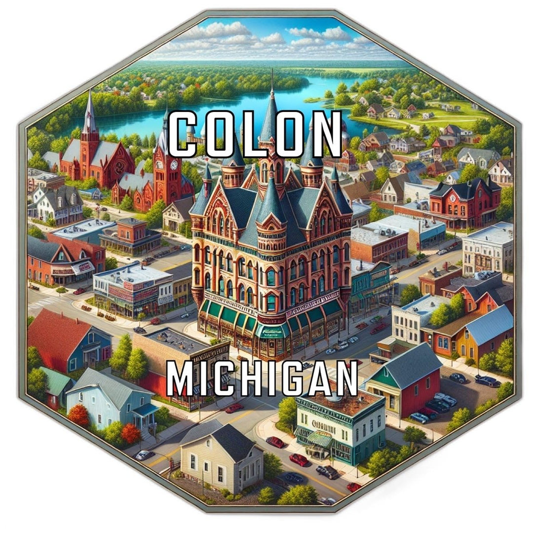 Colon Michigan Souvenir Travel Destination Die Cut Hexagon Fridge Magnet Image 1