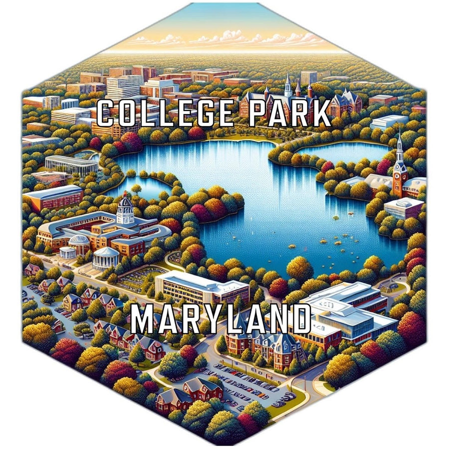 College Park Maryland Souvenir Travel Destination Die Cut Hexagon Fridge Magnet Image 1