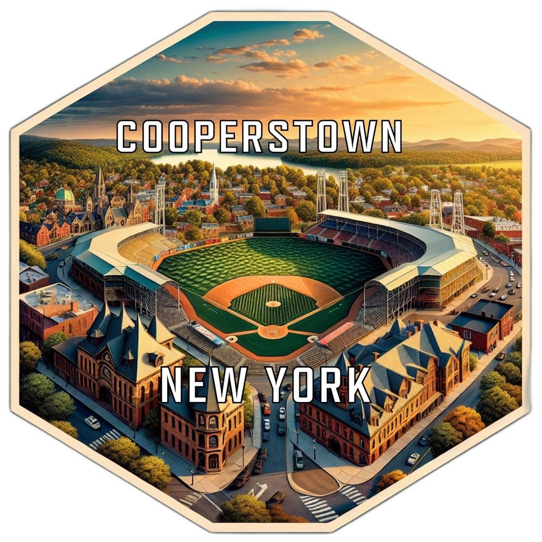 Cooperstown York Souvenir Travel Destination Die Cut Hexagon Fridge Magnet Image 1