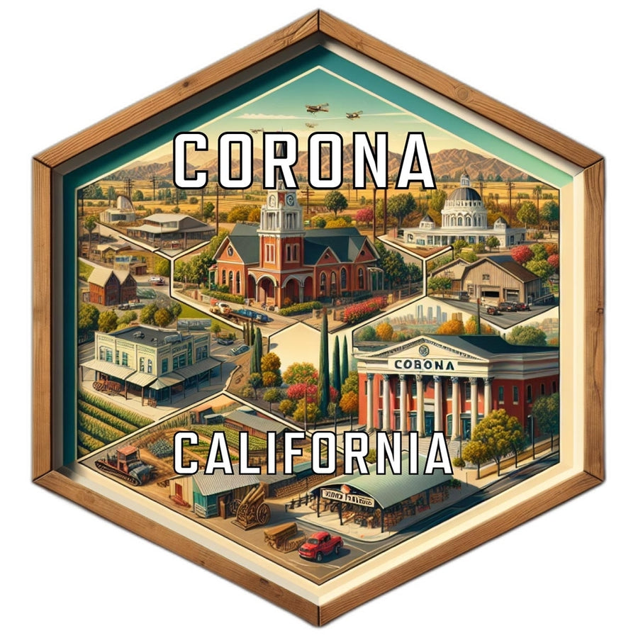 Corona California Souvenir Travel Destination Die Cut Hexagon Fridge Magnet Image 1