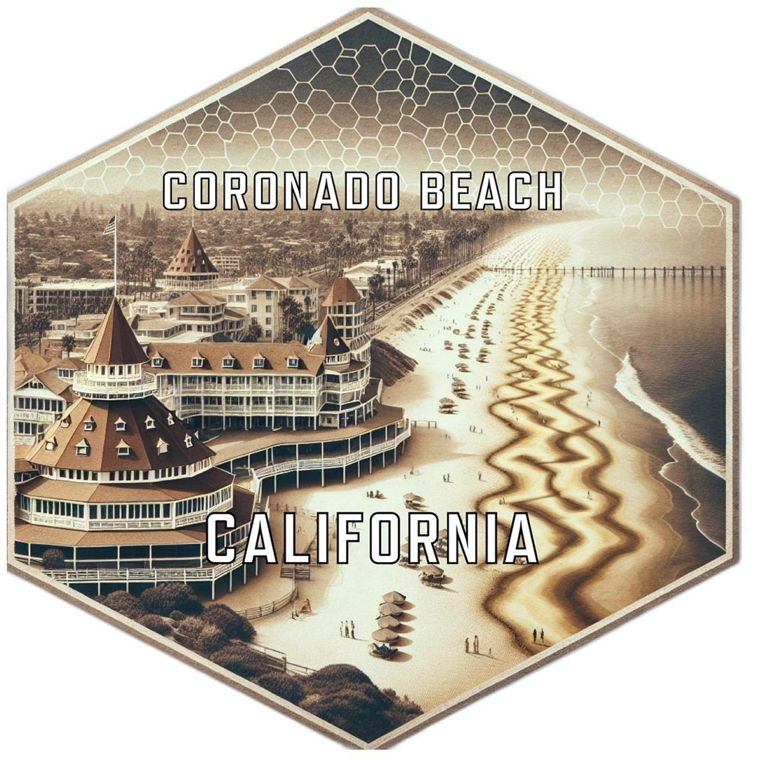 Coronado Beach California Souvenir Travel Destination Die Cut Hexagon Fridge Magnet Image 1