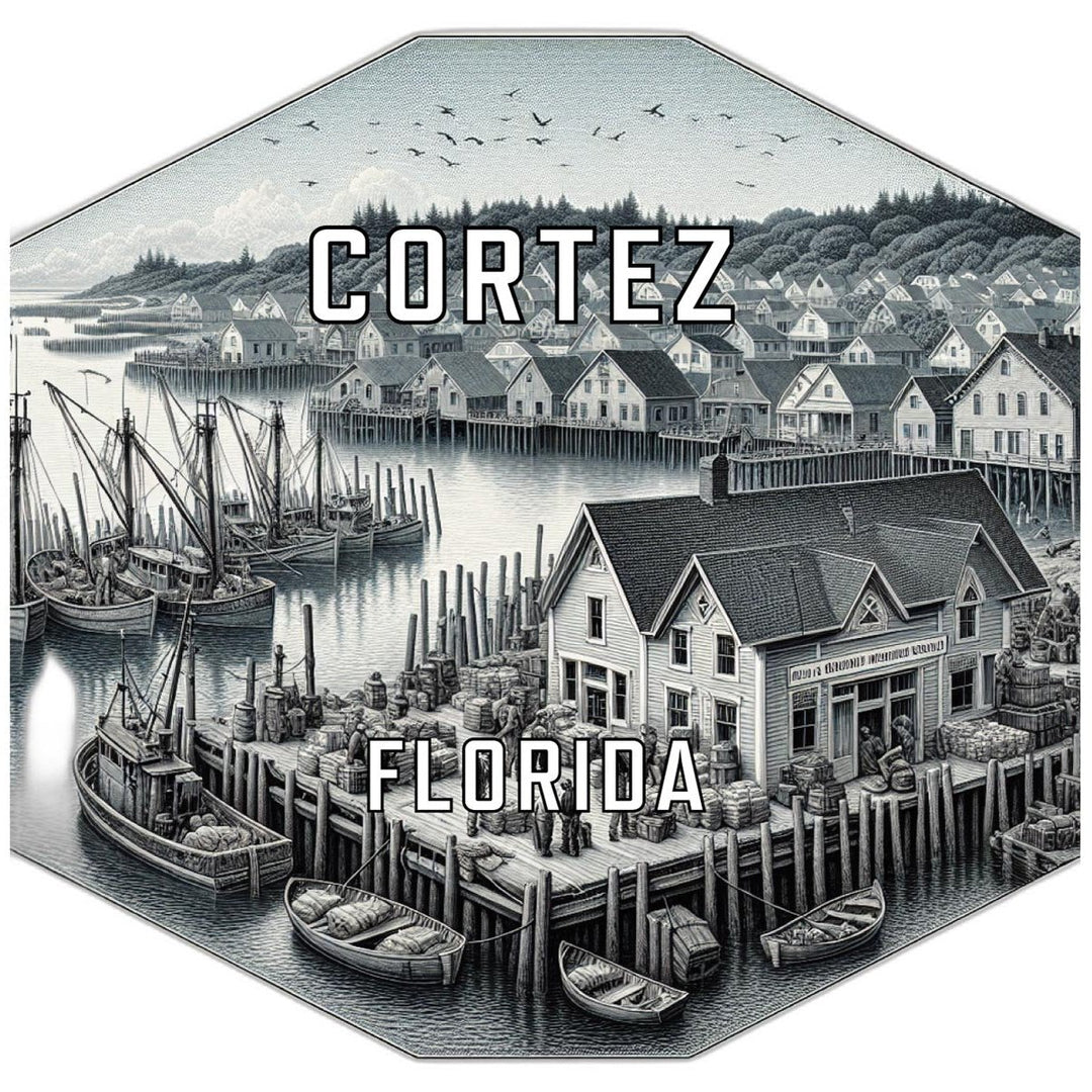 Cortez Florida Souvenir Travel Destination Die Cut Hexagon Fridge Magnet Image 1