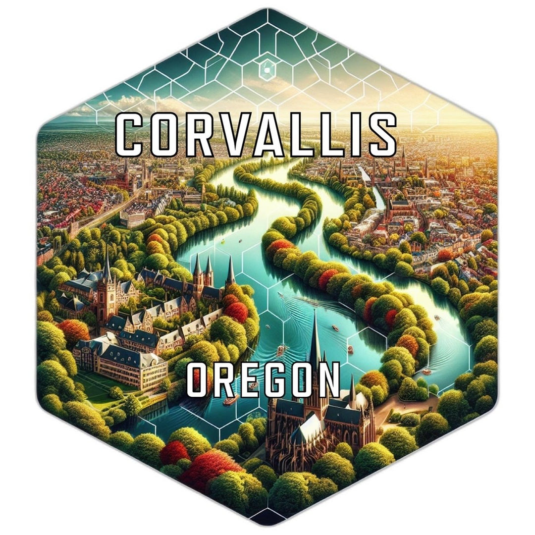 Corvallis Oregon Souvenir Travel Destination Die Cut Hexagon Fridge Magnet Image 1