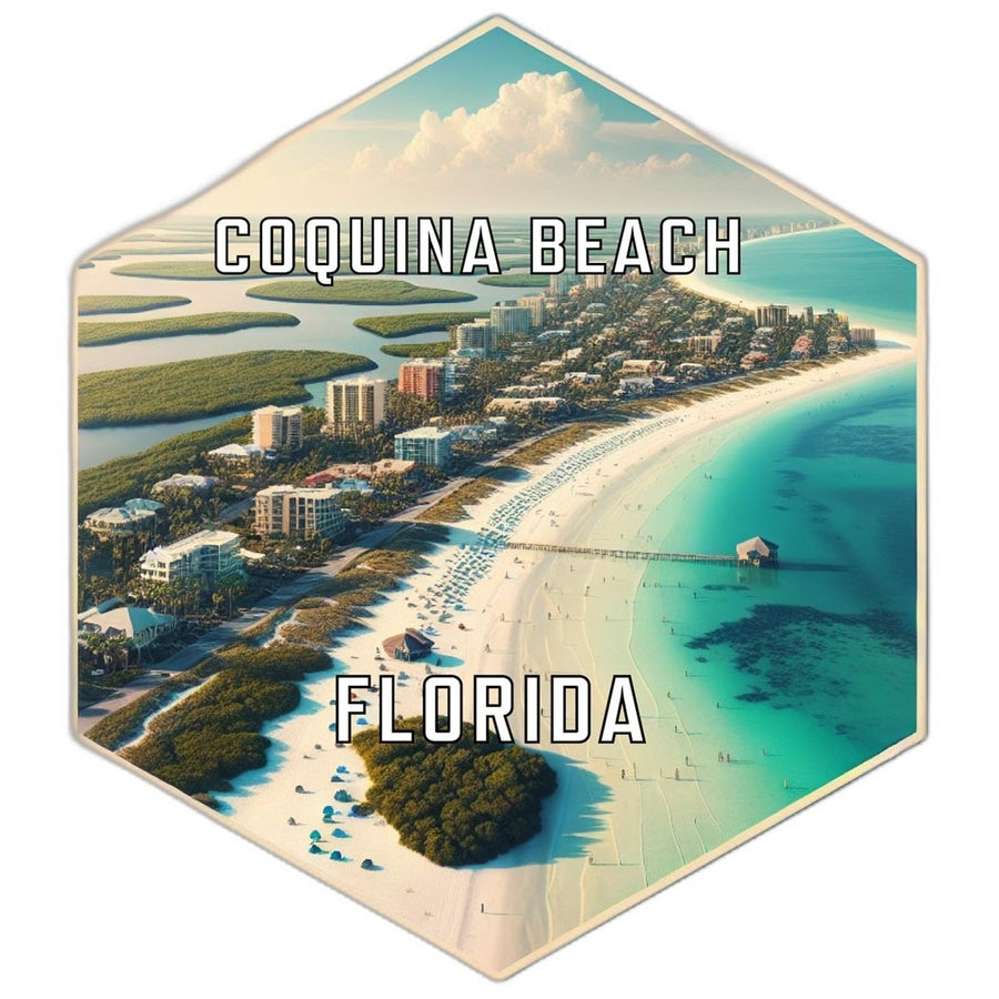 Coquina Beach Florida Souvenir Travel Destination Die Cut Hexagon Fridge Magnet Image 1