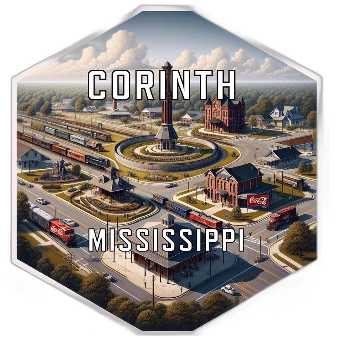 Corinth Mississippi Souvenir Travel Destination Die Cut Hexagon Fridge Magnet Image 1