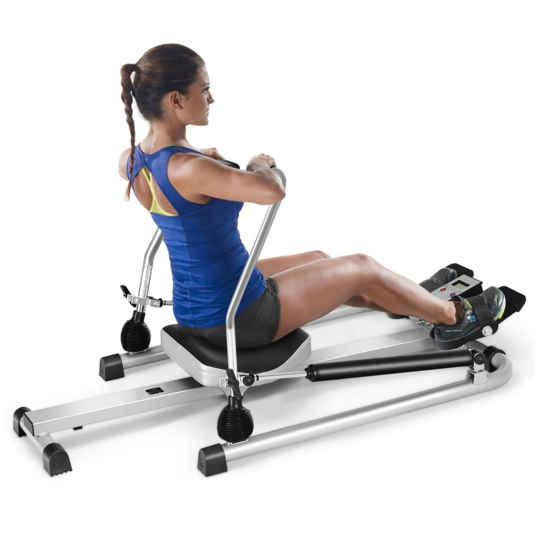 Total Motion Rower with LCD Monitor w/Adjustable Double Hydraulic Resistance Home Gym Image 1