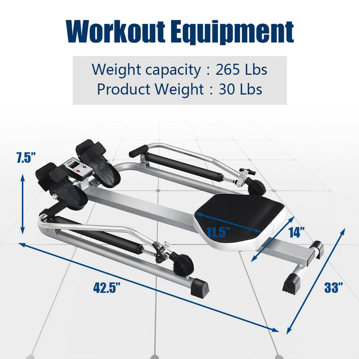 Total Motion Rower with LCD Monitor w/Adjustable Double Hydraulic Resistance Home Gym Image 7