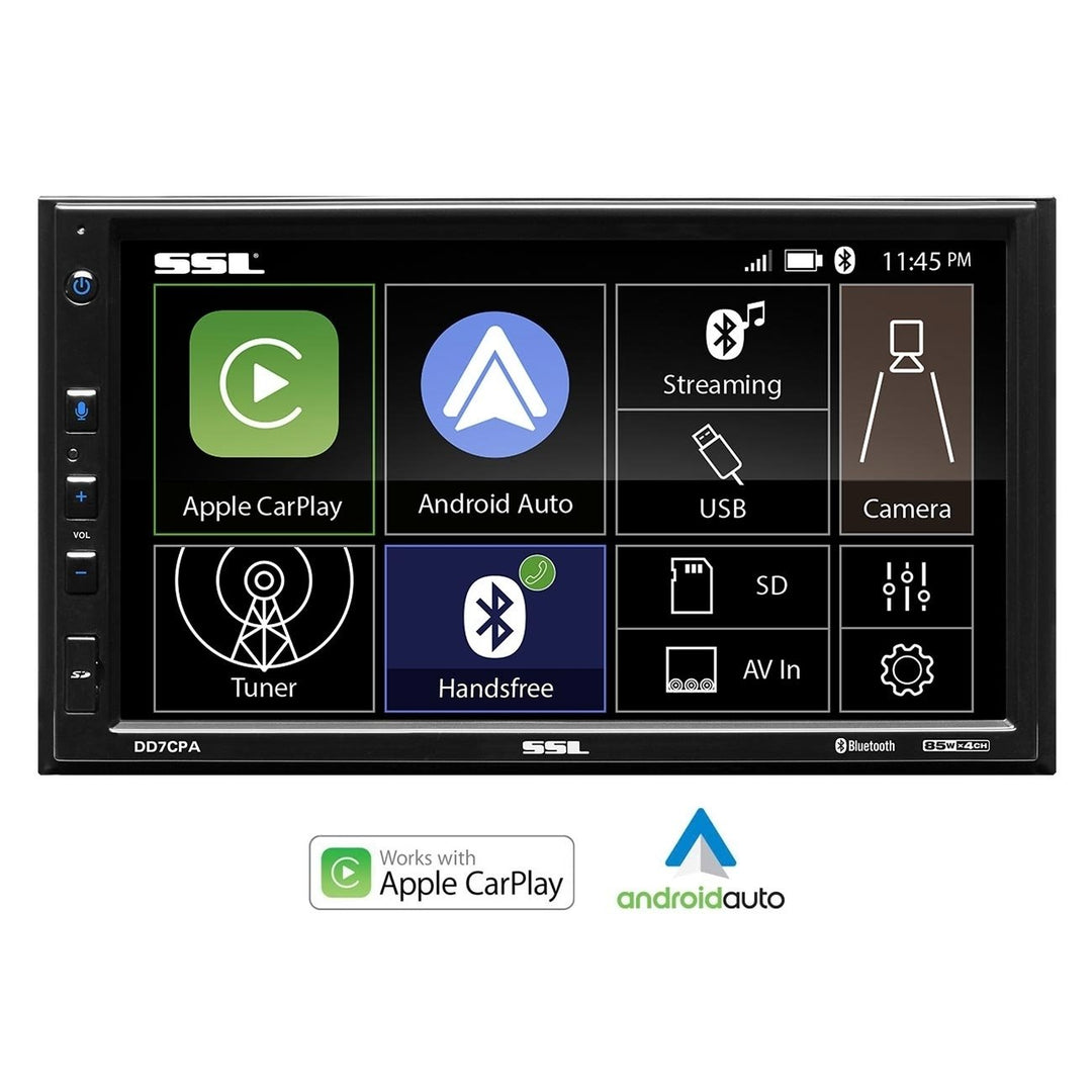 Double Din 7-Inch Car Stereo Touchscreen CarPlay Android Auto Bluetooth Audio and Calling No CD/DVD Player - Sound Storm Image 1