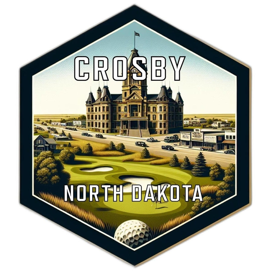 Crosby North Dakota Souvenir Travel Destination Die Cut Hexagon Fridge Magnet Image 1