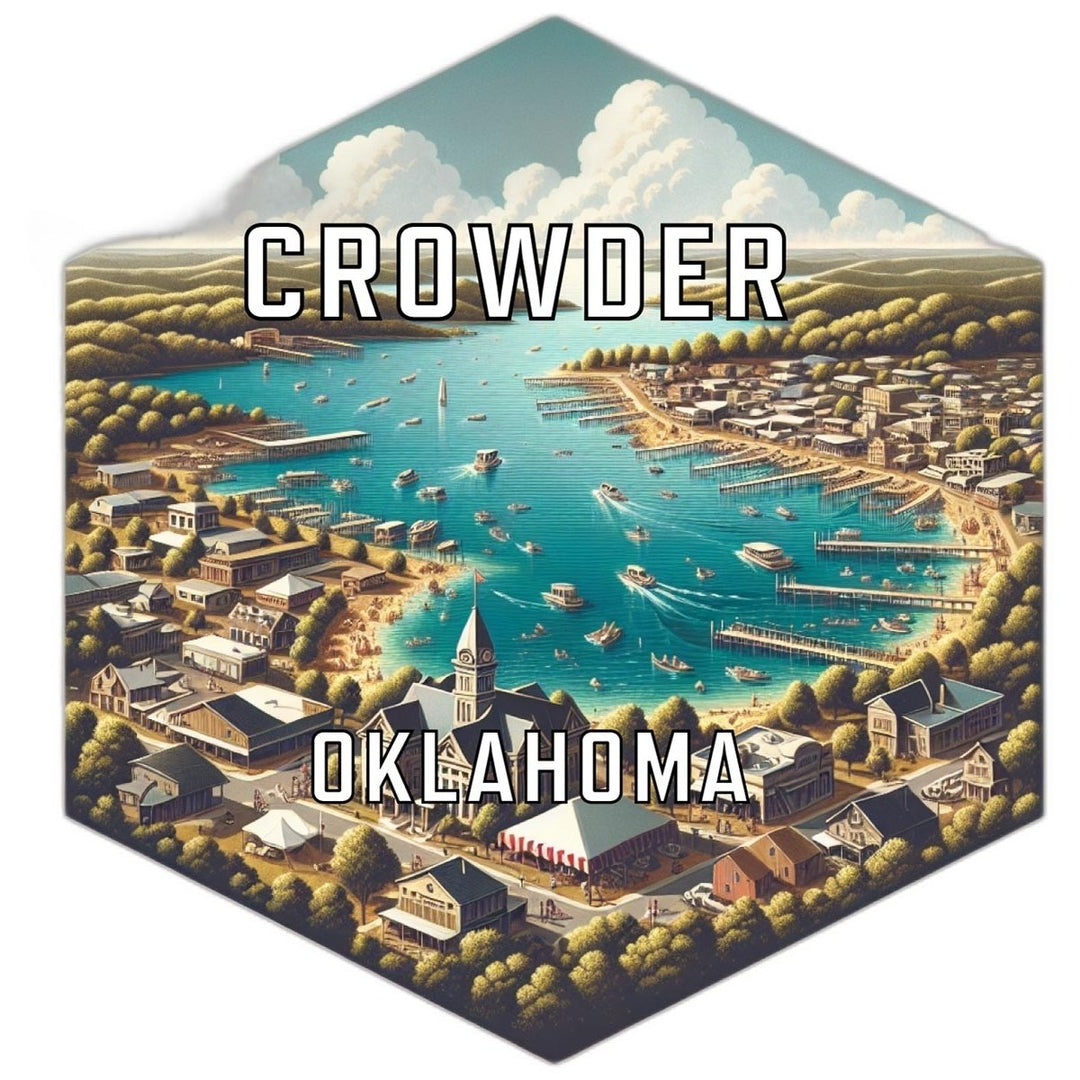 Crowder Oklahoma Souvenir Travel Destination Die Cut Hexagon Fridge Magnet Image 1