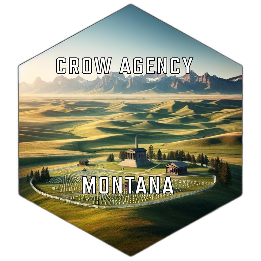 Crow Agency Montana Souvenir Travel Destination Die Cut Hexagon Fridge Magnet Image 1