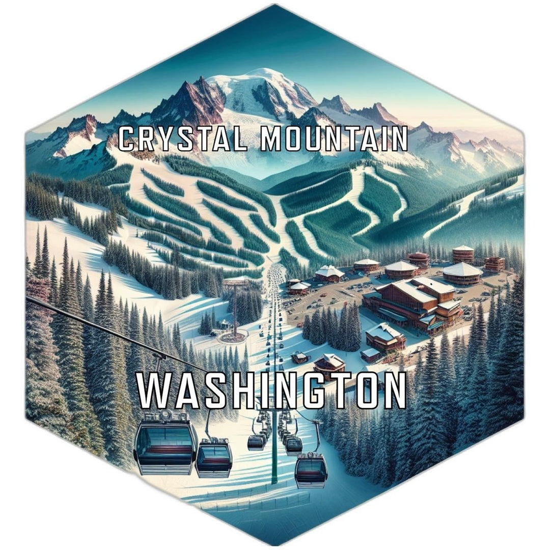 Crystal Mountain Washington Souvenir Travel Destination Die Cut Hexagon Fridge Magnet Image 1